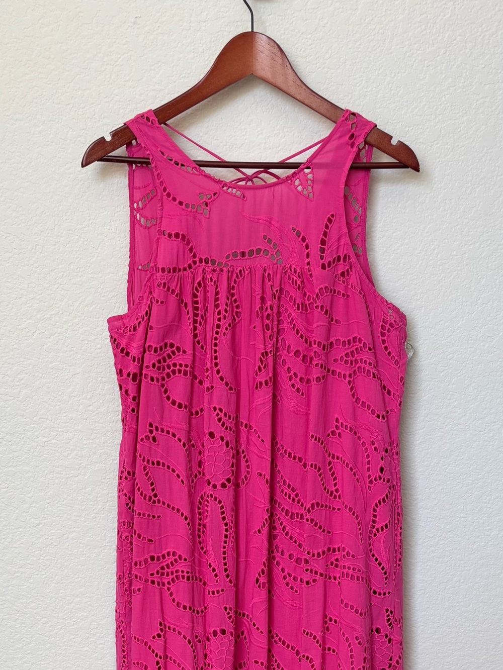 Maeve by Anthropologie Belrose Pink Eyelet Tiered Maxi Dress L
